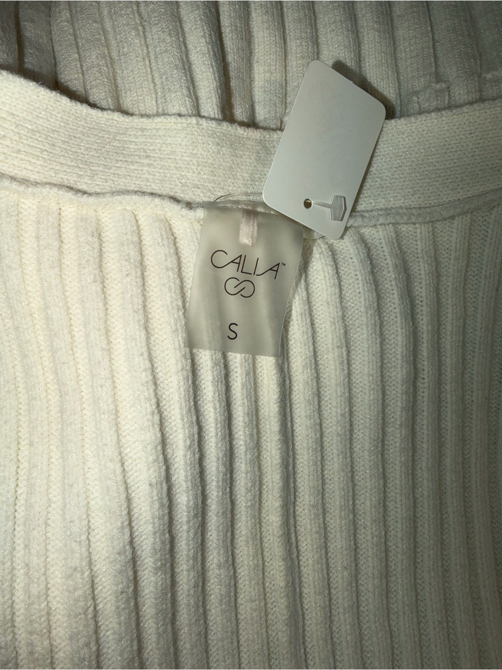 Cream Ribbed Button-Front Cardigan small - Picture 8 of 9